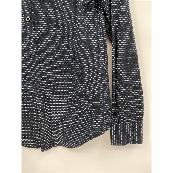 Original Penguin Mens Collared Long Sleeve Button Down AOP Shirt Blue Size S - Picture 3 of 10